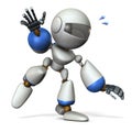 Robot running swiftly while swinging both hands. He runs toward here. 3D illustration