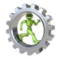 Robot runs inside gear Royalty Free Stock Photo