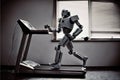 The Robot Runs On A Treadmill. Generative AI