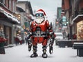 Robot santa-claus come into the town ..Xmas season, ai art