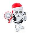 Robot Santa with megaphone. Christmas concept