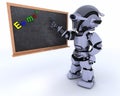Robot with school chalk board Royalty Free Stock Photo