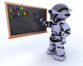 Robot with school chalk board Royalty Free Stock Photo