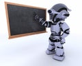Robot with school chalk board back to school Royalty Free Stock Photo