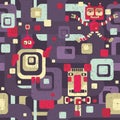 Robot seamless pattern in cartoon style.