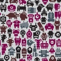 Robot seamless pattern in retro style.