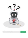 Robot search engine character vector design. Ai technology android for data information.