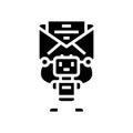robot sending a message glyph icon vector illustration Royalty Free Stock Photo