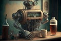 Robot service steampunk machine electronic barista