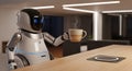 Robot Serving Hot Coffee in Modern Kitchen Setting Royalty Free Stock Photo