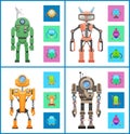 Robot Set Images Collection Vector Illustration