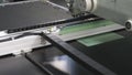 Robot sewing machine. computer controls the sewing machine. automatic sewing machine. automated machine embroider