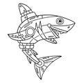 Robot Shark Isolated Coloring Page for Kids