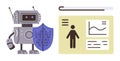 Robot with Shield Protecting Personal Data Displayed on an ID Card Interface Royalty Free Stock Photo