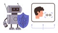 Robot with Shield Protecting Voice Recognition System for Cybersecurity and Data Privacy Royalty Free Stock Photo