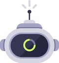 Robot is showing loading status on its screen displaying a progress bar with an antenna transmitting data, representing