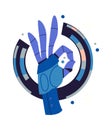 Robot showing okay gesture flat icon Royalty Free Stock Photo