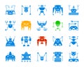 Robot color silhouette icons vector set Royalty Free Stock Photo