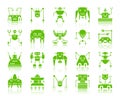 Robot color silhouette icons vector set Royalty Free Stock Photo