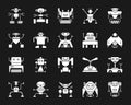 Robot white silhouette icons vector set