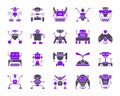 Robot simple color flat icons vector set Royalty Free Stock Photo