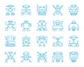 Robot simple color line icons vector set