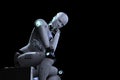 Robot sit down and thinking Royalty Free Stock Photo