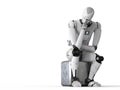 Robot sit down and thinking Royalty Free Stock Photo