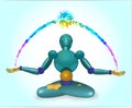 The robot sits in a lotus pose Royalty Free Stock Photo