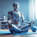 A robot meditating in a yoga studio. Generative Ai