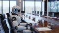 Robot sitting waiting for a meeting, generative AI Royalty Free Stock Photo