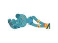 Robot Sleeping. Cyborg Asleep Emotions. Robotic Man Dormant. Vector Illustration