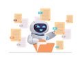 robot sorting documents robotic character organizing folder file management paperwork data archive artificial
