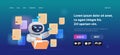 robot sorting documents robotic character organizing folder file management paperwork data archive artificial
