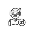 Robot sound mute line icon