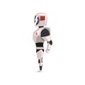 Robot spacesuit, superhero, cyborg costume, side view vector Illustration on a white background