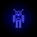 robot speedometer line icon in blue neon style. Signs and symbols can be used for web, logo, mobile app, UI, UX