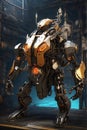 Robot Standing on Stage. Generative AI.