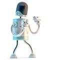 Robot stands in a fighting pose. 3D illustration