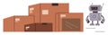 Delivery Robot Standing Next to Stacked Cardboard Boxes Representing Automated Logistics Concept Royalty Free Stock Photo