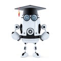 Robot student with mortarboard