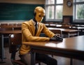 robot studying at school. AI generation