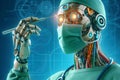 A robot surgeon performs operations