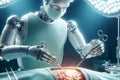 A robot surgeon performs operations