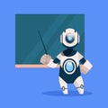 Robot Teacher On Blue Background Concept Modern Artificial Intelligence Technology