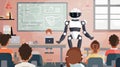 Robot Teaching Students in Classroom Royalty Free Stock Photo