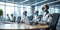 Robot team working in the office instead human, Future technology concept_