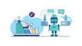 Robot Teamwork, AI Collaboration, vector design Generative AI Royalty Free Stock Photo