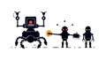 Robot Teamwork Vector: Collaborative AI Automation, vector design Generative AI Royalty Free Stock Photo