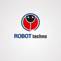 Robot techno logo vector, icon, element, and template for company